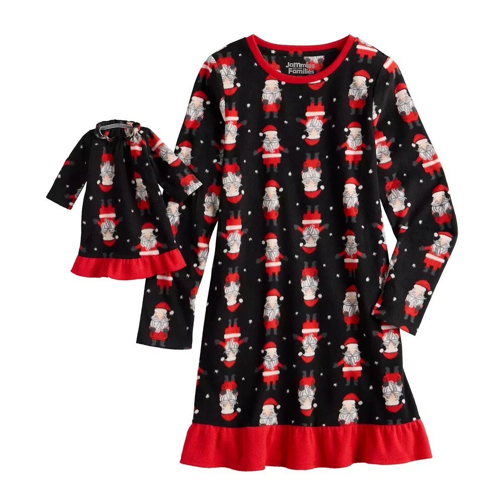 JAMMIES FOR FAMILIES CHRISTMAS‎ NIGHTGOWN WITH MATCHING DOLL GOWN Girl's Size 7